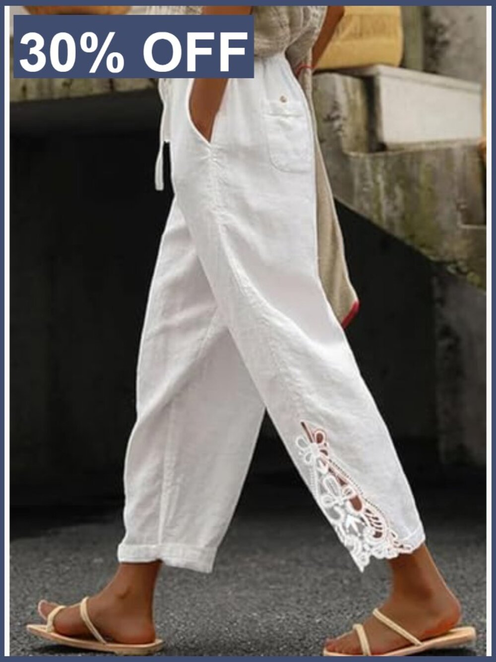 Casual Drawstring Elastic Waist Wide Leg Pants with Pockets - Picture 2 of 7